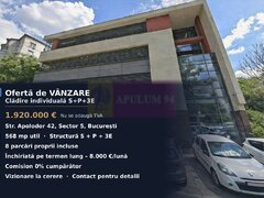 Cladire individuala S+P+3E, zona Parlament | Inchiriata, randament 5%